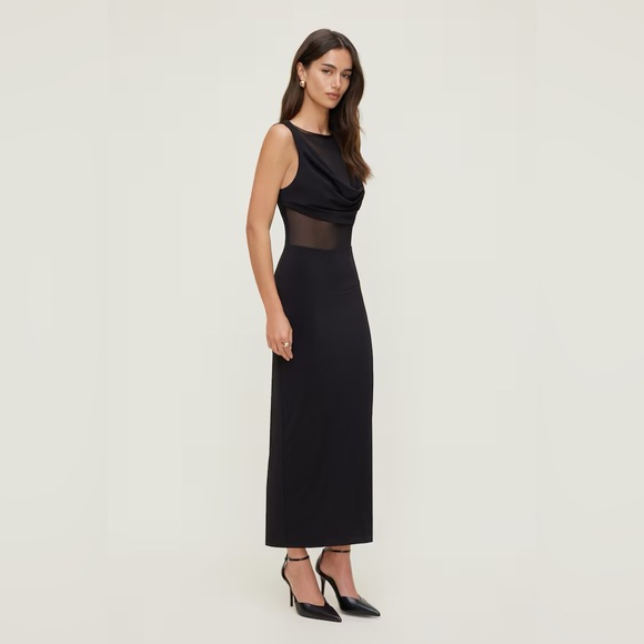 Dynamite Black Mesh Midi Dress - Picture 3 of 3